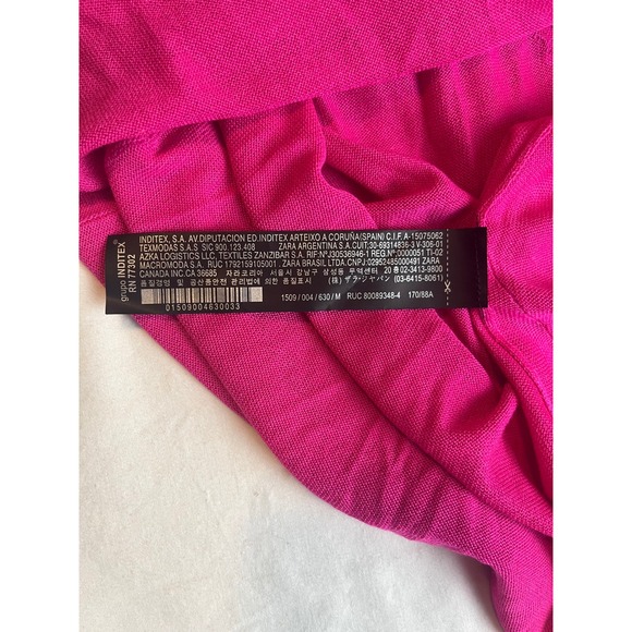 ZARA Knit Women M Fuchsia Pink Crewneck Sweater Raglan Sleeve Split Hem Pullover - Picture 5 of 12